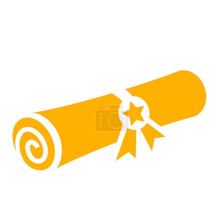 Illustration for Gold degree diploma vector icon - Royalty Free Image