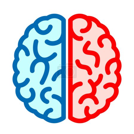 Icono de vector cerebral izquierdo y derecho