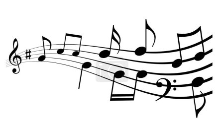 Ilustración de Notas ondulantes e icono de melodía - Imagen libre de derechos