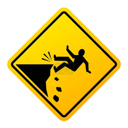 Illustration for Cliff fall danger vector sign - Royalty Free Image