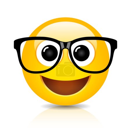 Illustration for Happy nerd emoji vector cartoon - Royalty Free Image