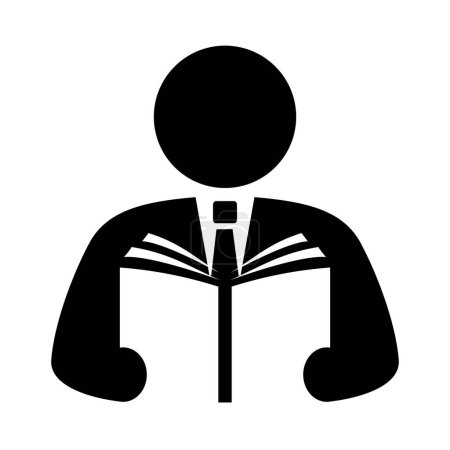 Illustration for Man reading book vector icon - Royalty Free Image