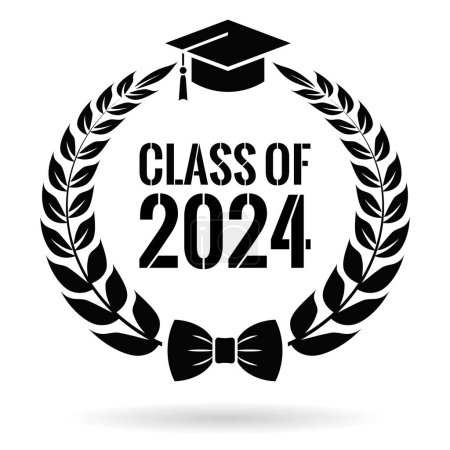 Illustration for Class of 2024 year graduation icon on white background - Royalty Free Image