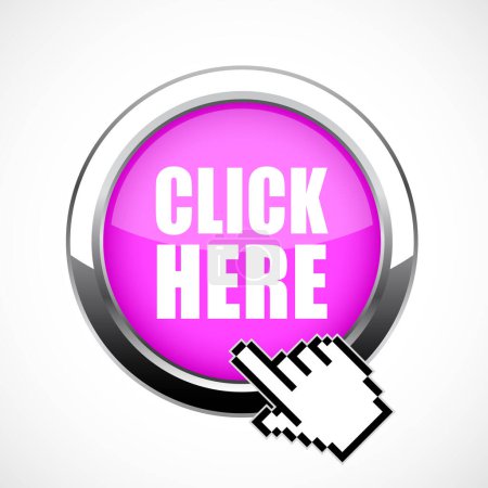 Illustration for Pink metal button click here - Royalty Free Image