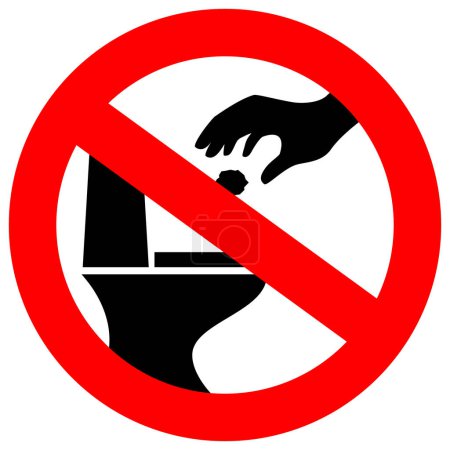 Téléchargez les illustrations : Pas de litière dans le signe de vecteur de toilette - en licence libre de droit