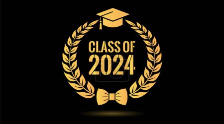 Illustration for Senior class of 2024 year, laurel wreath graduation icon - Royalty Free Image