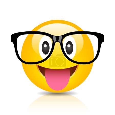Illustration for Geek emoticon vector icon - Royalty Free Image