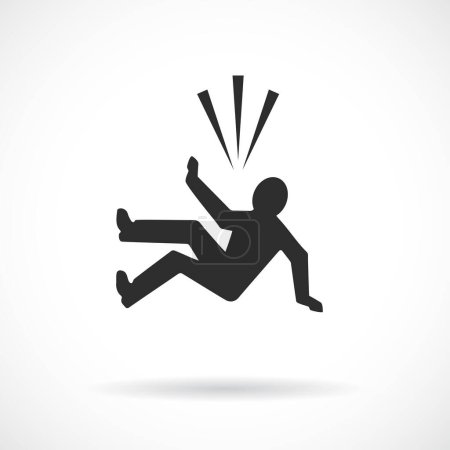 Man falling down from height vector icon