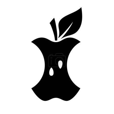 Téléchargez les illustrations : Icône vectorielle morsure pomme sur fond blanc - en licence libre de droit