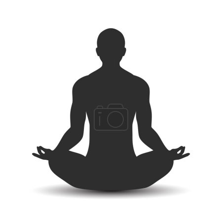 Téléchargez les illustrations : Icône vectorielle de méditation de yoga isolée sur fond blanc - en licence libre de droit
