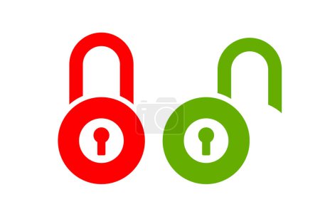 Lock unlock vector icon set on white background