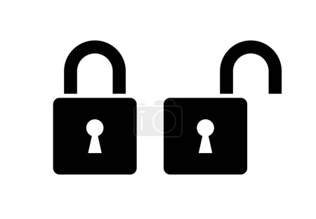 Open and closed lock icons on white background