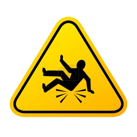 Accident fall warning sign on white background
