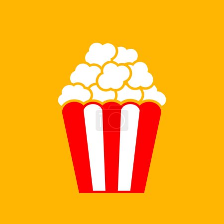 Popcorn box vector icon on yellow background