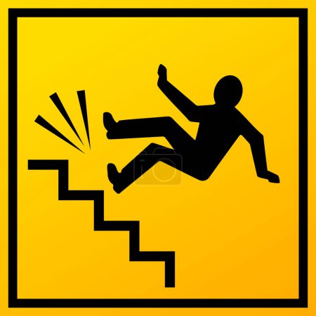 Treppen fallen Vektorunfallzeichen