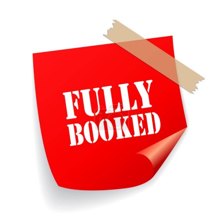 Fully booked red vector sticker on white background