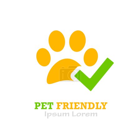 Téléchargez les illustrations : Pet friendly logo design isolé sur fond blanc - en licence libre de droit