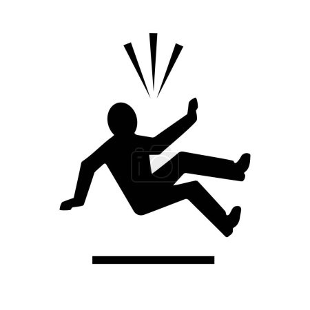 Homme tombant du pictogramme vectoriel de hauteur