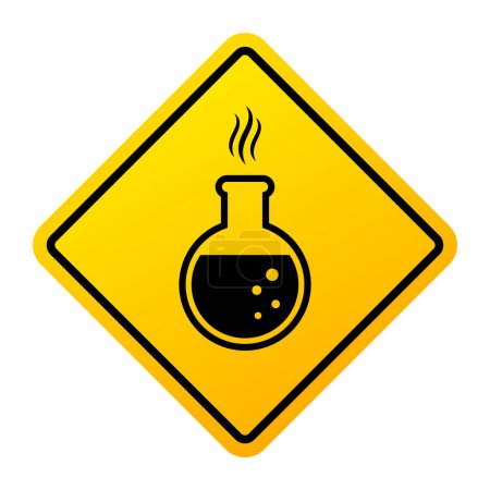Téléchargez les illustrations : Panneau d'avertissement de produits chimiques dangereux isolé sur fond blanc - en licence libre de droit
