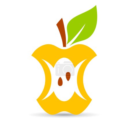 Bitten apple vector cartoon isolated on white background