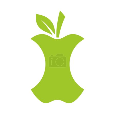 Téléchargez les illustrations : Icône vectorielle stub pomme verte sur fond blanc - en licence libre de droit