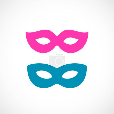 Carnival mask vector icon set isolated on white background