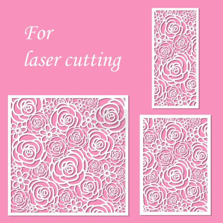 A set of templates for laser cutting with floral ornaments. For the design of wedding cards, invitations, menus, interior decorations, furniture. Vector