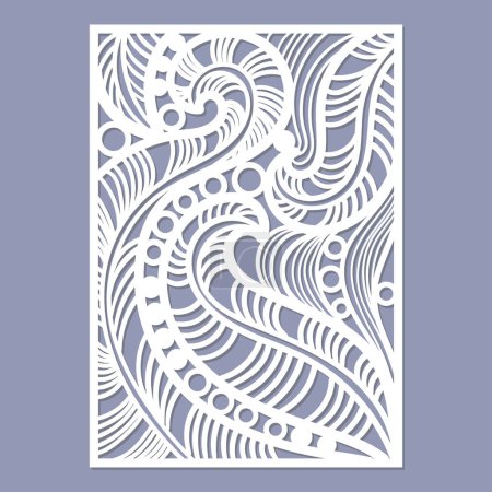 Illustration for Wedding card with abstract plants. Template for laser cutting of paper, cardboard, metal, wood. Vector - Royalty Free Image