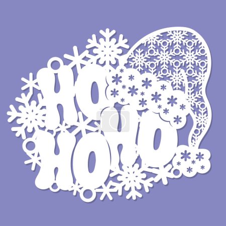 Illustration for Image with text.HO-HO-HO. Template for laser cutting of paper, cardboard, wood, metal. For the design of Christmas and New Year decorations, postcards, decor elements, stencils, silk-screen printing, etc. Vector - Royalty Free Image