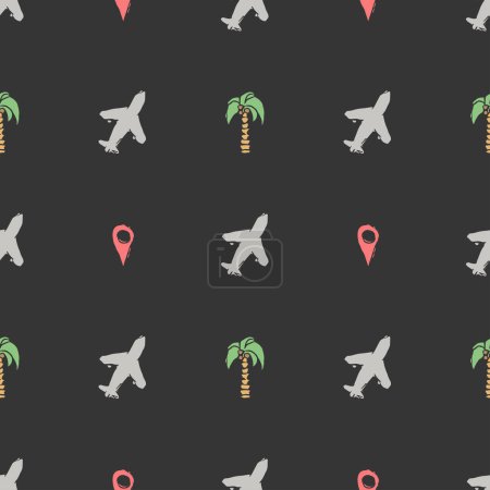 Photo for Summer seamless pattern. travel background. Travel vacation set of icons, journey and trip background. Doodle summer travel icons. Vacation pattern with travel icons - Royalty Free Image