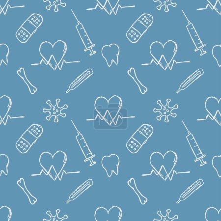 Photo for Seamless medicine pattern. Doodle background with medicine icons. Vintage medicine icons - Royalty Free Image