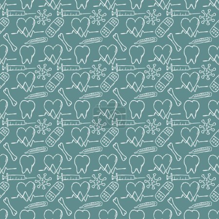 Photo for Seamless medicine pattern. Doodle background with medicine icons. Vintage medicine icons - Royalty Free Image