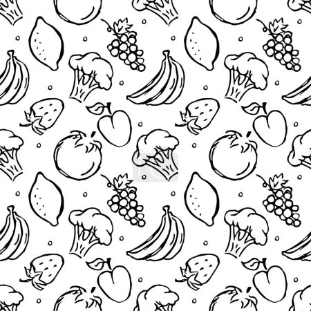 Photo for Seamless food pattern. Doodle food illustration.  Hand-drawn food background - Royalty Free Image
