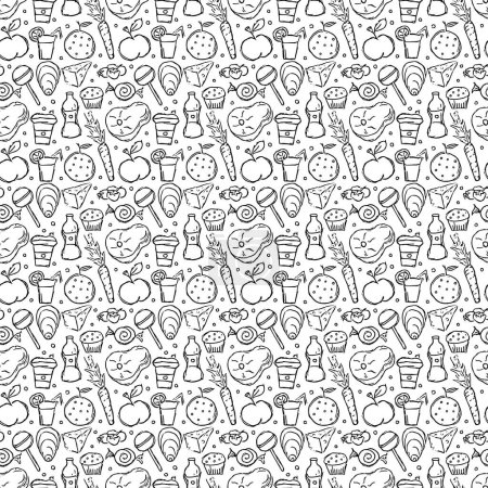 Seamless food background. Drawing food pattern Poster 653381294