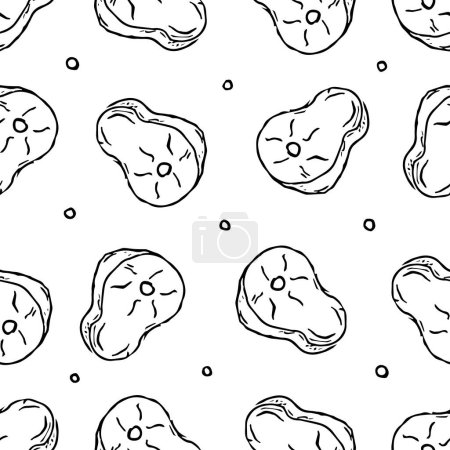 Illustration for Seamless steak pattern. Drawn meat background - Royalty Free Image