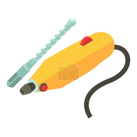 Illustration for Soldering iron icon isometric vector. Repair tool and metal hammer drill bit. Electric tool, construction and repair work - Royalty Free Image