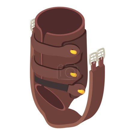 Illustration for Equestrian ammunition icon isometric vector. Leather protection boot and girth icon. Horseback riding, hobby - Royalty Free Image