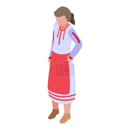 Illustration for Romanian woman icon isometric vector. Romania travel. Holiday tourism - Royalty Free Image