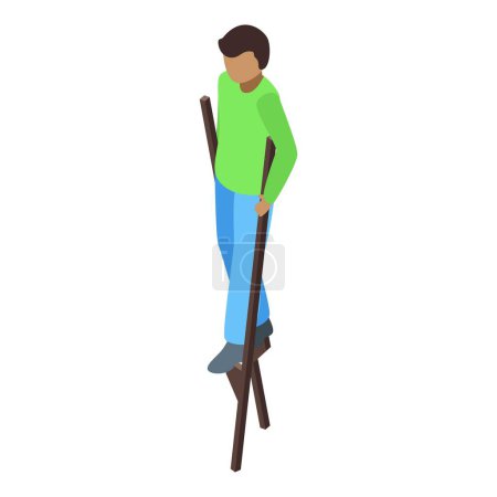 Illustration for Boy stilt icon isometric vector. Wooden circus. Sport man - Royalty Free Image