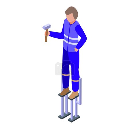 Illustration for Worker stilt icon isometric vector. Man joker. Art walk - Royalty Free Image
