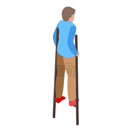 Illustration for Man walking icon isometric vector. Circus wooden. Walker leg - Royalty Free Image