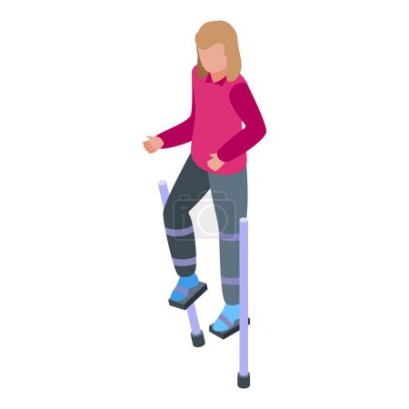 Ilustración de Chica icono de zancada vector isométrico. Diseño de piernas. Circo viejo - Imagen libre de derechos