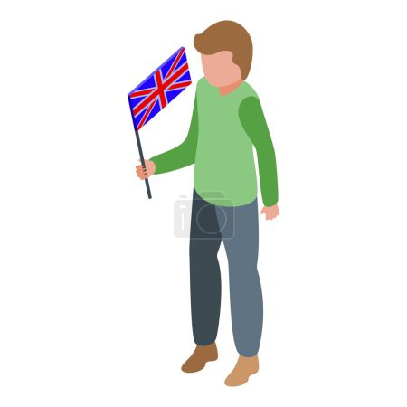 Illustration for Kid great britain flag icon isometric vector. World religion. Waving party - Royalty Free Image