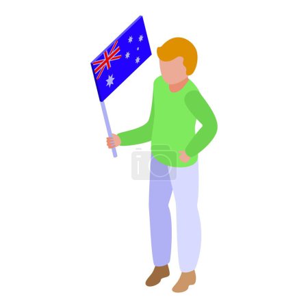 Illustration for Kid Australia flag icon isometric vector. World holding. Child party - Royalty Free Image