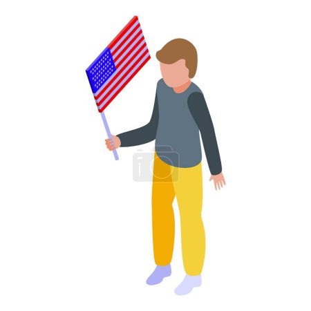 Illustration for Kid Usa flag icon isometric vector. World boy. Party child - Royalty Free Image