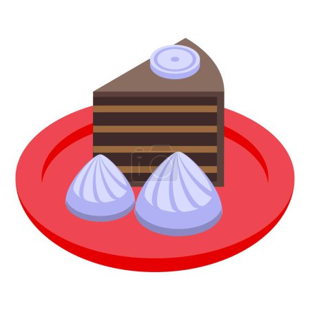 Ilustración de Pastel de chocolate icono pieza vector isométrico. Comida austriaca. Placa de menú - Imagen libre de derechos