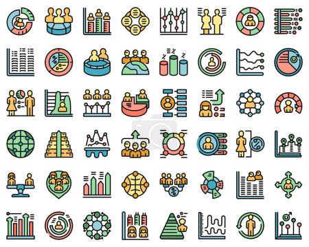 Illustration for Population growth icons set outline vector. Population ability. Area density color flat isolated - Royalty Free Image
