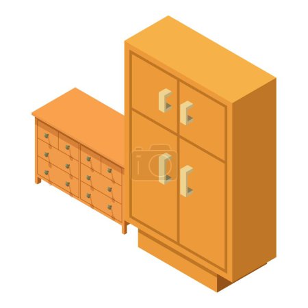 Illustration for Wooden furniture icon isometric vector. New modern locker for changing room icon. Classic interior, dressing room furniture - Royalty Free Image