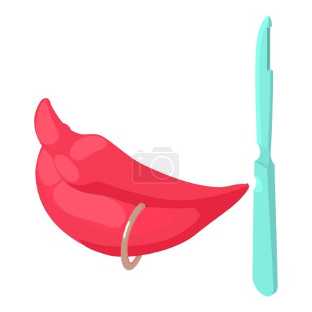 Illustration for Lip piercing icon isometric vector. Female lip with piercing, surgical instrument. Surgery, body modification, youth culture - Royalty Free Image