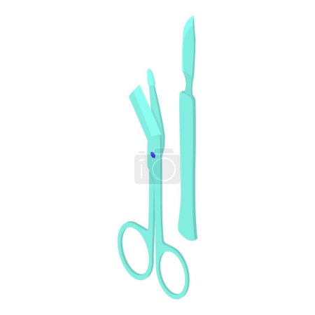 Illustration for Surgical instrument icon isometric vector. Metallic medical scissors and scalpel. Medical instrument, surgery, healthcare - Royalty Free Image